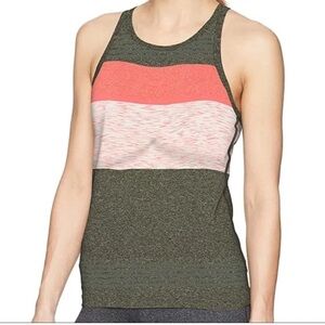 Prana Womens Alois Forest Heather Stripe racerback workout hiking tank top